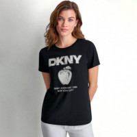 Camiseta Big Apple Rhinestone Logo  DKNY
