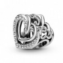 PANDORA San Valentín Charm en Plata de Ley Corazones Brillantes Entrelazados 799270C01