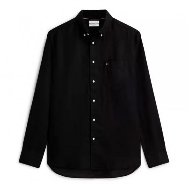 Camisa de corte regular en puro lino lavado