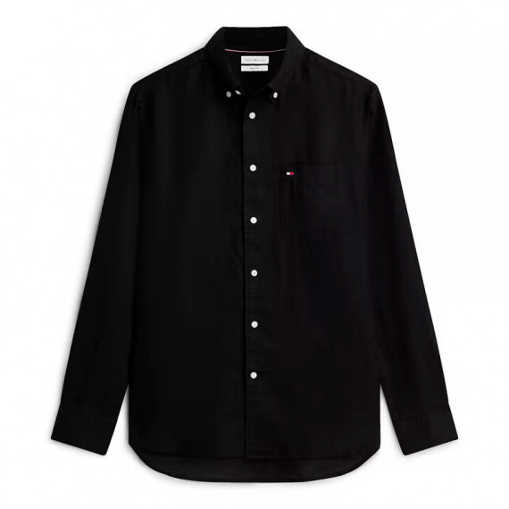 Camisa de corte regular en puro lino lavado