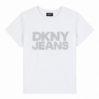 Camiseta Jeans Stacked Rhinestone  DKNY