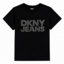 Camiseta JEANS STACKED RHINESTONE