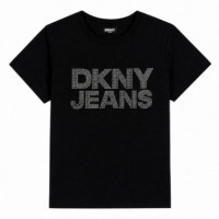 Camiseta Jeans Stacked Rhinestone  DKNY