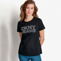 Camiseta Jeans Stacked Rhinestone  DKNY