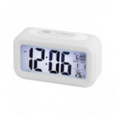 TREVI Reloj Despertador SLD 3068S Blanco LCD Numeros Grandes Con Termometro y Calendario