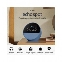 AMAZON Altavoz Bluetooth Echo Spot 2024 Con Pantalla Azul,Alexa Integrado,Manos Libres,Wifi