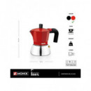 MONIX Cafetera italiana Induccion 3 Tazas Roja Inox