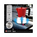 MONIX Cafetera italiana Induccion 3 Tazas Roja Inox
