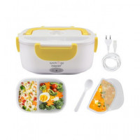 BEPER Fiambrera Electrica 2 en 1 con Recipientes Extraibles 40W con Cuchara Blanco Amarillo 90.920G
