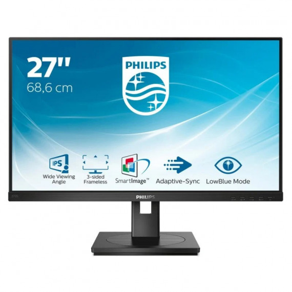 Monitor PHILIPS 27" IPS Multimedia Ergonomico VGA DVI Dp HDMI Black