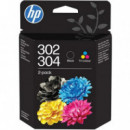 Pack de Cartuchos de Tinta Originales HP 302/304 Negro + Tricolor B82L1AE