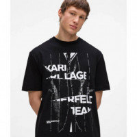 Klj Relaxed Pinstripe Tee Black  KARL LAGERFELD