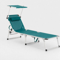 Tumbona Plegable de Jardín Solari Turquesa con Toldo Aluminio Reclinable Terrazza Collection®  TERRAZZA COLLECTION