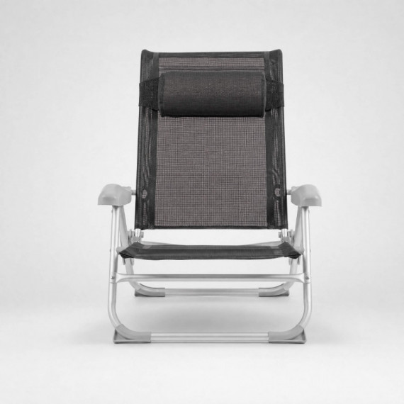 Sillón Solárium Reclinable Solarium con Reposacabezas Color Antracita Aluminio y Textilene Terrazza Collection®  TERRAZZA COLLEC