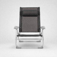 Sillón Solárium Reclinable Solarium con Reposacabezas Color Antracita Aluminio y Textilene Terrazza Collection®  TERRAZZA COLLEC
