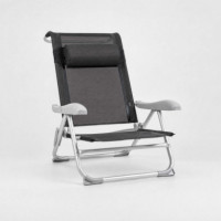 Sillón Solárium Reclinable Solarium con Reposacabezas Color Antracita Aluminio y Textilene Terrazza Collection®  TERRAZZA COLLEC