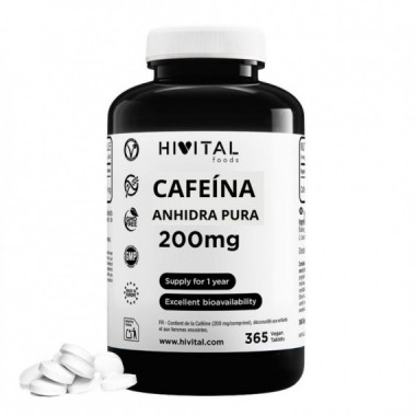 HV- CAFEINA ANHIDRA PURE 200 mg | 365 comprimidos veganos