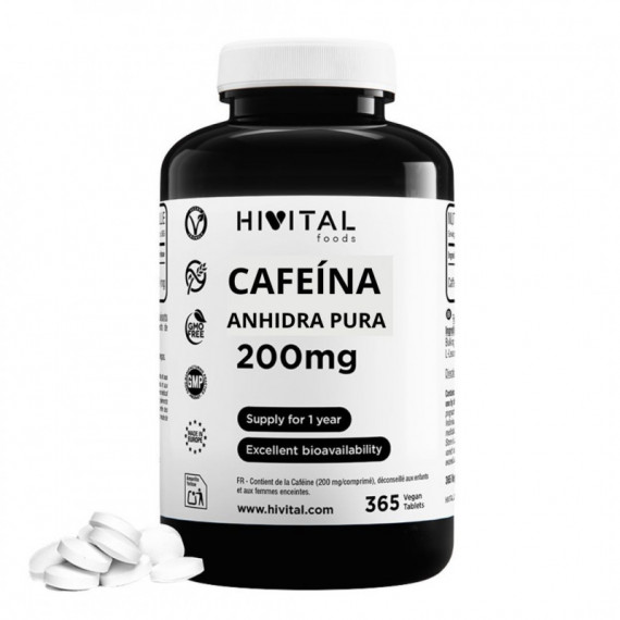 HV- CAFEINA ANHIDRA PURE 200 mg | 365 comprimidos veganos