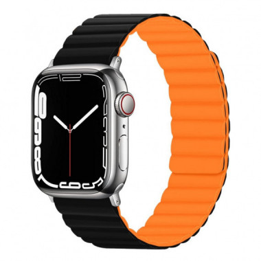 Correa Apple Watch Magn&eacute;tica 38/40/41mm M/L Naranja y Negro