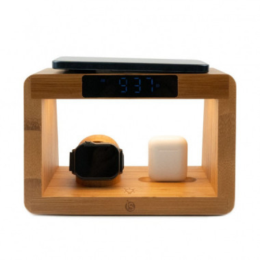 L&aacute;mpara con Cargador Inal&aacute;mbrico Bamboo 5 en 1 Lightning