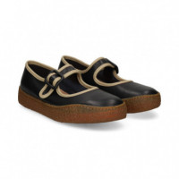 Bailarina Vivo Beig Piel Negra  CAMPER