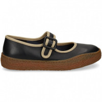 Bailarina Vivo Beig Piel Negra  CAMPER