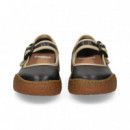 Bailarina Vivo Beig Piel Negra  CAMPER
