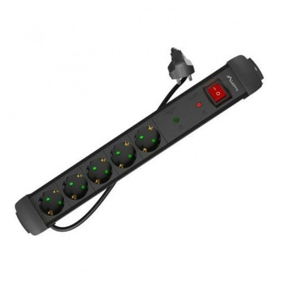 Regleta LANBERG 5 Schukos con Proteccion 5M Black