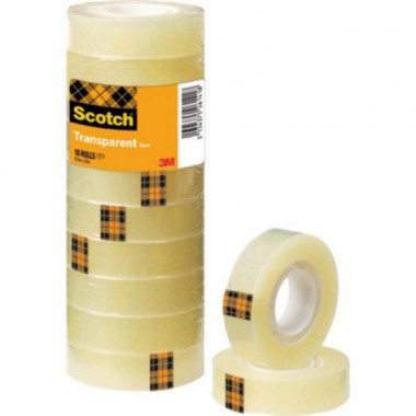 Pack 10 Cintas Adhesivas Transparentes Scotch 3M (15mm x 33 metros)