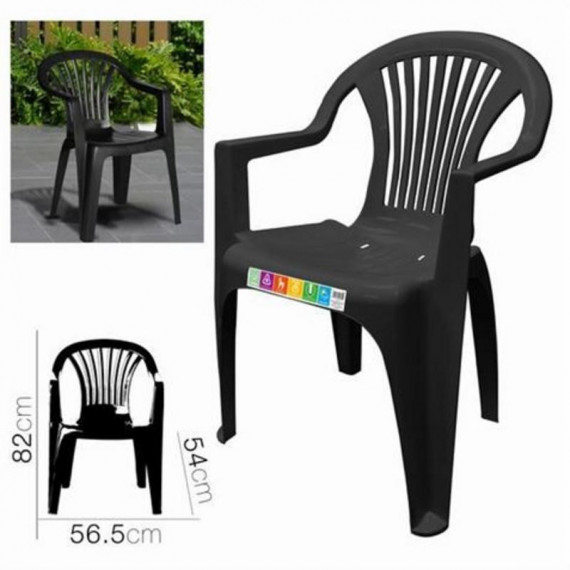 Silla Plástica de Jardín Sevenon con Reposabrazos Antracita