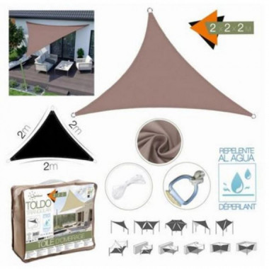 Toldo Triangular 2x2x2 m, Color Topo, con Bolsa de Transporte
