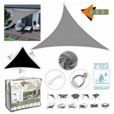 Toldo Triangular ICO 2x2x2 Metros Gris con Bolsa de Transporte