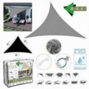 Toldo Triangular 4x4x4 m Gris con Bolsa de Transporte