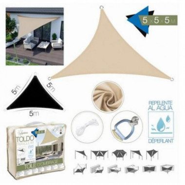 Toldo Triangular Beige 5x5x5 m con Bolsa de Transporte
