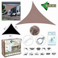 Toldo Vela Triangular ICO 4x4x4 Metros Color Topo con Bolsa de Transporte