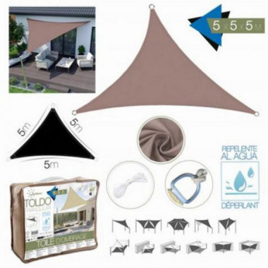 Toldo Triangular ICO 5x5x5 Metros Color Topo con Bolsa de Transporte