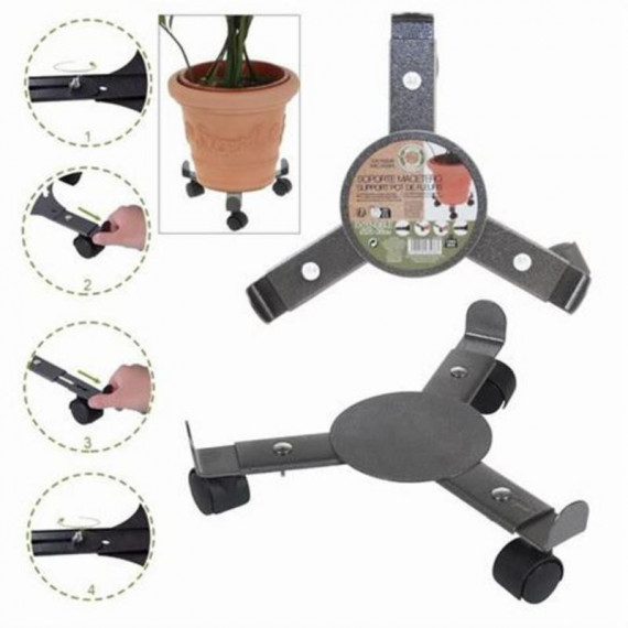 Soporte Ajustable para Macetas con Ruedas (Diámetro 25-38 cm)