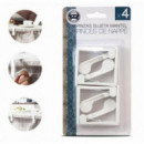 Paquete de 4 Pinzas Sujetamanteles Blancos 5.5x1.5cm