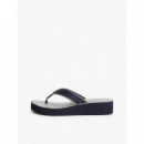 Th Monogram Mid Wedge Sandal Space Blue  TOMMY HILFIGER