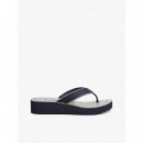 Th Monogram Mid Wedge Sandal Space Blue  TOMMY HILFIGER