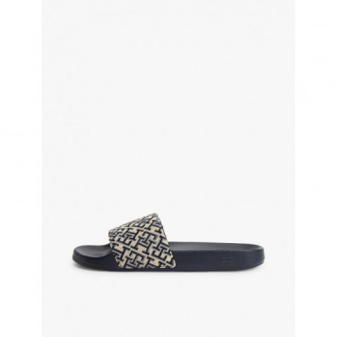 Th Monogram Pool Slide Space Blue  TOMMY HILFIGER
