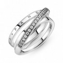 PANDORA Anillo en Plata de Ley Cruzado Triple Banda en Pavé 199057C01