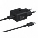 SAMSUNG Cargador de Pared Usb-c Negro  Maximo 25W Gan con Cable