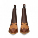 Botin Cowboy Piel Cuero+moka  CAMPER