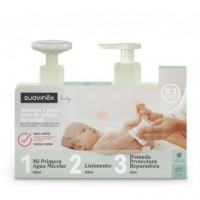 SUAVINEX Baby Sistema 3 Pasos Cambio Pañal 1 Envase 500 Ml Agua Micelar + 1 Envase 500 Ml Linimento