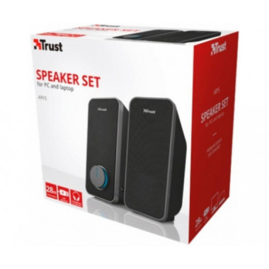 Altavoces Trust Arys 2.0 con Sonido Est&eacute;reo (14W RMS, USB, Negro)
