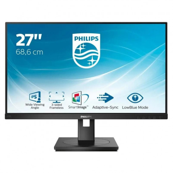Monitor Philips 272S1AE/00 IPS Ergonómico 27" Full HD con HDMI, DP, DVI, VGA Negro