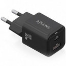 AISENS Cargador Pared Gan 1XUSB-C/ 1XUSB/ 30W/ ASCH-30W2P021-BK Negro