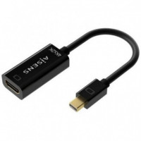 AISENS Cable Conversor A125-0643 Mini Displayport Macho - HDMI Hembra/ hasta 5W/ 2300MBPS/ 15CM/ Negro