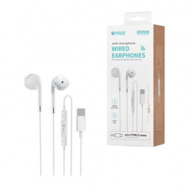 UNICO Auriculares Cable Tipo-c Semi In-ear Micro Blanco